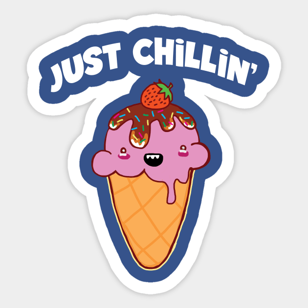 Just Chillin Cute Little Ice Cream Cone Sticker by CatsandBats